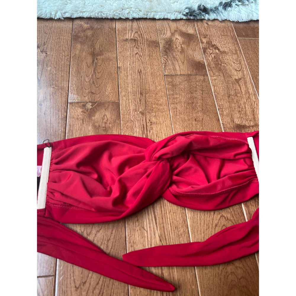 Norma Kamali Johnny D Swim Bandeau Bikini Top Red L Large - Picture 8 of 8